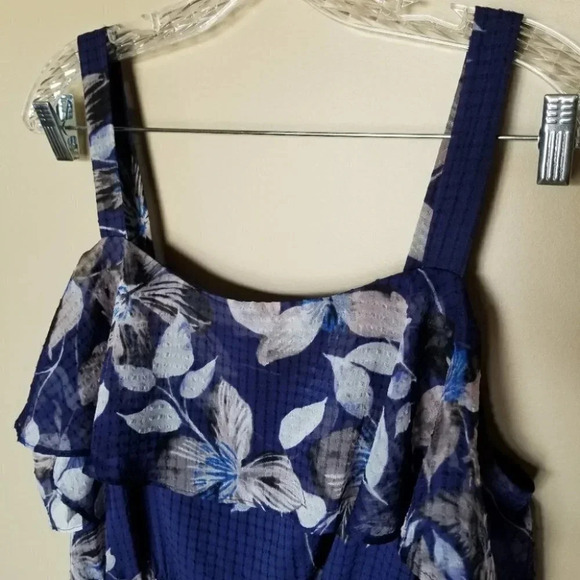 Eliza J Blue Floral Ruffle Midi Dress 14 - Picture 15 of 16